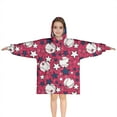 thumbnail image 1 of Red Baseballs and Stars Pattern Blanket Hoodies for Kids 6-13YR Oversize Wearable Blanket Hoodies for Boys Girls Teens, 1 of 7