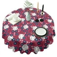thumbnail image 1 of Red Baseballs with Blue Flowers Pattern Round Tablecloth 60"x60",Wrinkle Wipeable Table Cloth for Kitchen Dining Room Picnic Patio Party, 1 of 6