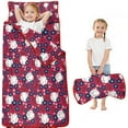 thumbnail image 1 of Red Baseballs with Blue Flowers Pattern Toddler Nap Mats for Kids Preschool,Sleeping Mat Bag or Kids,Toddler Sleeping Bag,Toddler Nap Mat or Daycare, 1 of 6