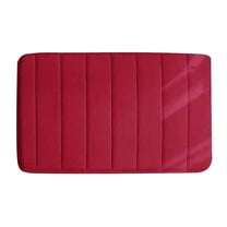 Red Bath Mat Memory Foam Bath Mat Red Bathroom Rug Floor Mat Soft and Absorbent Quick Dry Bath Mat Striped Seam Coral Fleece Floor Mat Non-slip Rug (31.5"x19.7")