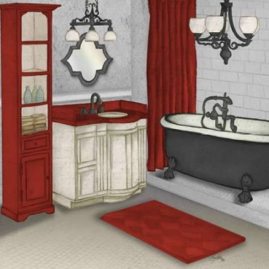 Red Bath Square I Canvas Art - Elizabeth Medley (24X24)
