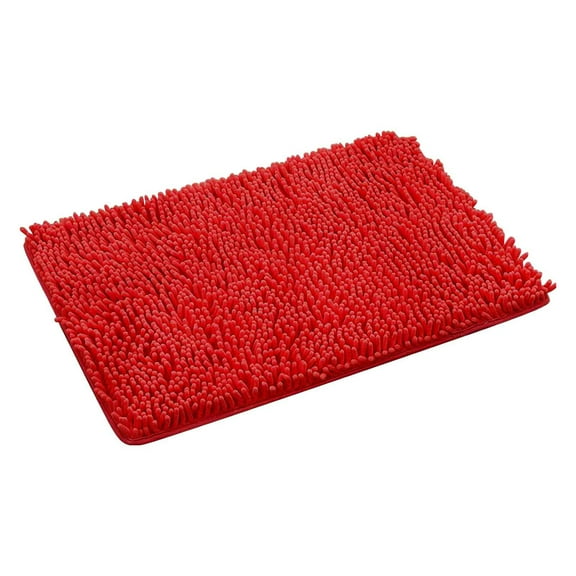 Red Bathroom Carpet, Non Slip Bathroom Mat, Super Absorbent Soft Comfortable Bath Rug, Machine Washable Reversible Shower Mat for Bathroom, Kitchen & Laundry Room,16X24inch