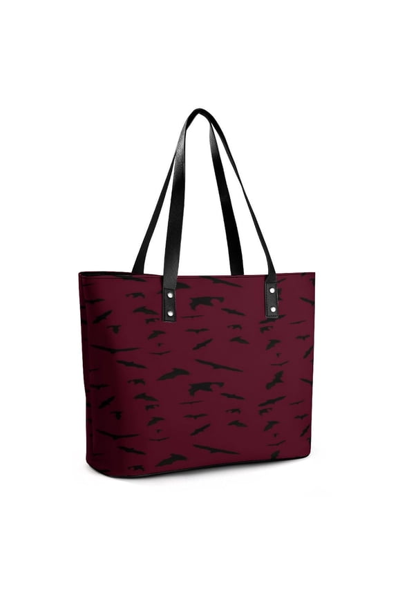 Red Bats Woman Leather Handbags Large Tote Bag Fashion Portable Handbags With Zipper