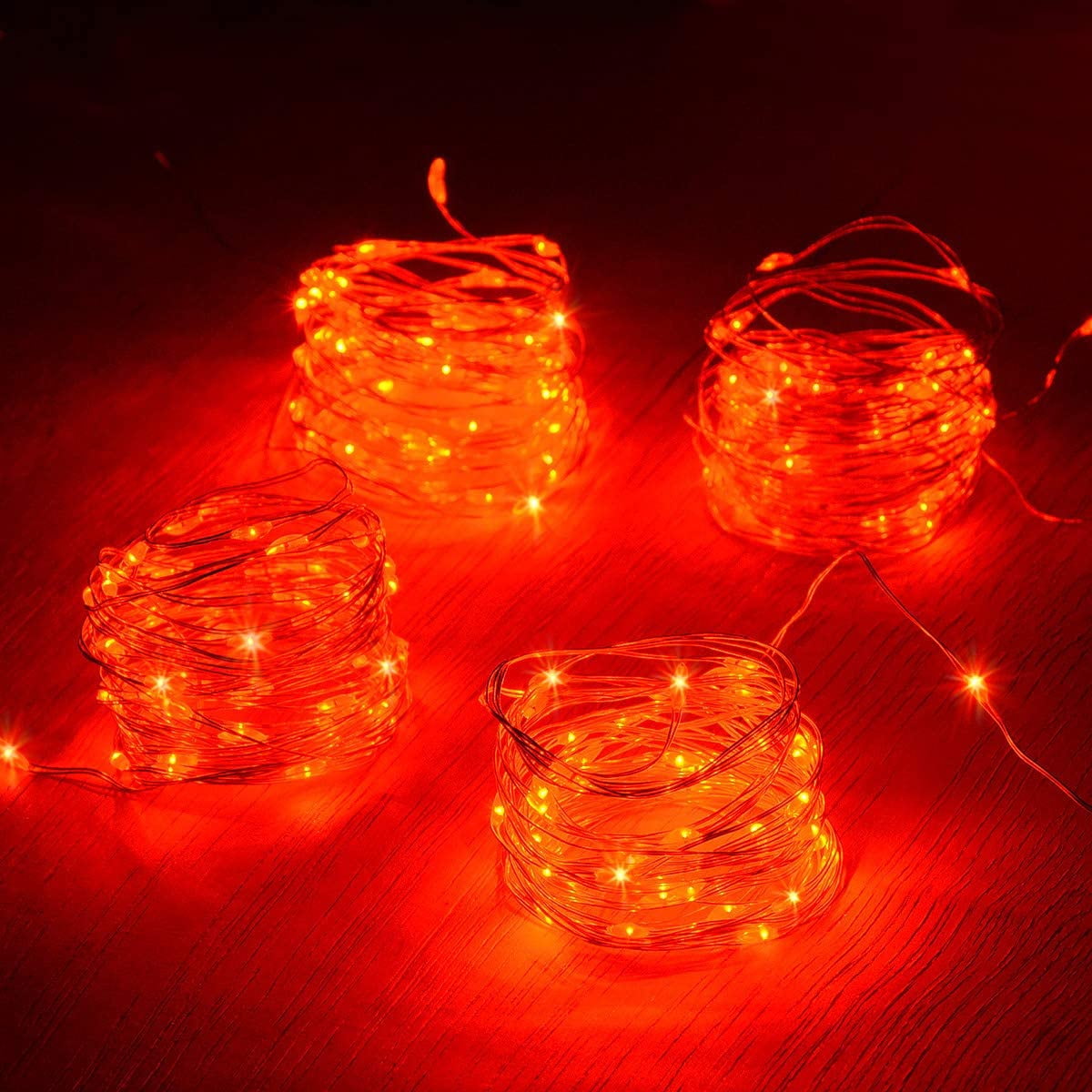 Red Battery Operated Christmas String Lights 50 LED Tiny Red Fairy