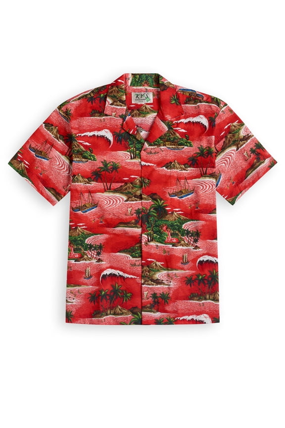 Red Beach Hawaiian Shirt, Summer Aloha Beach Shirt, Unisex Button Down Short Sleeve Shirts, Summer Shirt, Family Hawaiian Shirt