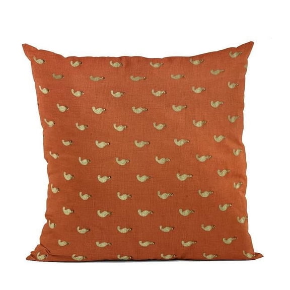 Red Beaded Motif Luxury Throw Pillow - 18 x 18 in.
