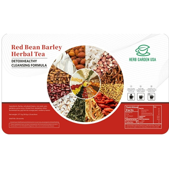 Red Bean Barley Herbal Tea 277g (15 Cans), Detoxifying and Refreshing Blend, Supports Digestion & Reduces Dampness, Caffeine-Free
