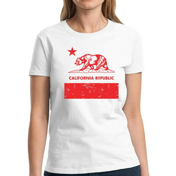 Red Bear California Republic Shirt for Women - S M L XL 2XL 3XL Cali Graphic Tee - Western USA State California Ladies T-Shirt Gift