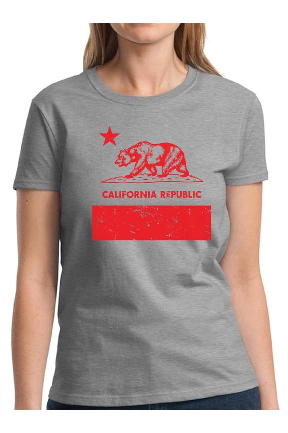 Red Bear California Republic Shirt for Women - S M L XL 2XL 3XL Cali Graphic Tee - Western USA State California Ladies T-Shirt Gift