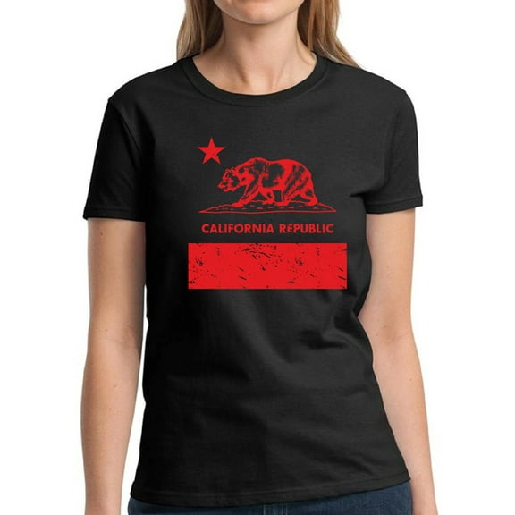 Red Bear California Republic Shirt for Women - S M L XL 2XL 3XL Cali Graphic Tee - Western USA State California Ladies T-Shirt Gift