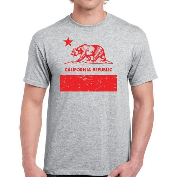 Red Bear California Republic T-Shirt for Men - S M L XL 2XL 3XL 4XL 5XL USA State Graphic Tee - California Clothes Collection Funny Cali Gift for Men