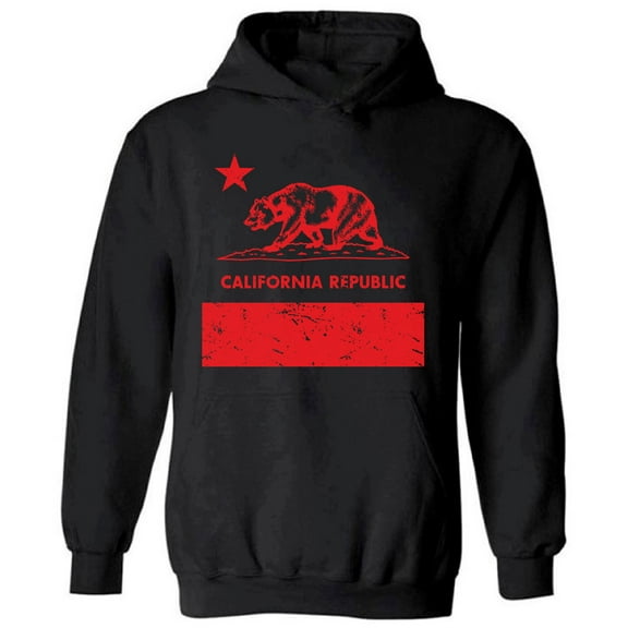Red Bear California Republic Unisex Hooded Sweatshirt - USA State California Republic - Funny Cali Hoodie for Women for Men