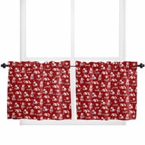 Red Bear Christmas Kitchen Curtain 2 Panels Tiers Curtains 36 Inch Length, Winter Xmas Snowflake Curtains Rod Pocket Curtains Window Drapes Treatment Window Cafe Curtains