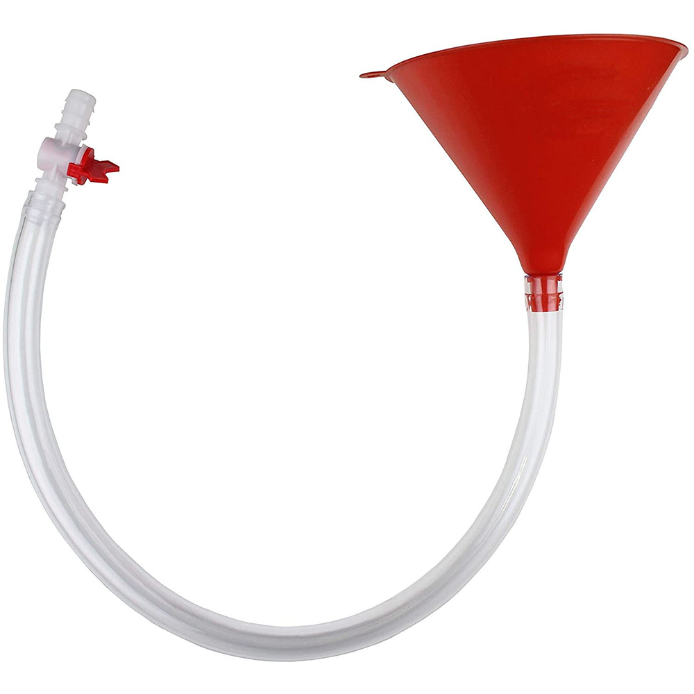 Red Beer Bong with Funnel and Integrated Valve