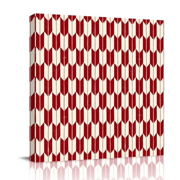 Red Beige Arrow Canvas Wall Art for Living Room, Abstract Japanese Red Beige Arrow Wall Decor Framed Artwork Pictures Ready to Hang for Bedroom Office Home Decor