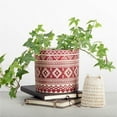 thumbnail image 1 of Red & Beige Aztec Pattern Planter, 1 of 1