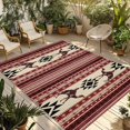 thumbnail image 1 of Red Beige Boho Outdoor Rug for Patio/Deck/Porch, Non-Slip Large Area Rug 4 x 6 Ft, Vintage Abstract Art Ethnic Tribe Indoor Outdoor Rugs Washable Area Rugs, Reversible Camping Rug Carpet Runner, 1 of 8