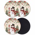thumbnail image 1 of Red Beige Christmas Coasters Set of 4, Absorbent Coasters for Drinks, Snowman Xmas Tree Ball Snowflake Winter Coaster for Desk Coffee Table Protection, Home Decor House Warming Gifts 4", 1 of 8