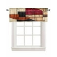 thumbnail image 1 of Red Beige Geometric Kitchen Valances for Windows Farmhouse Linen Window Valance Curtain for Living Room Window Treatment Modern Abstract Art Valance Rod Pocket Topper Drape, 54 x 18 Inch, 1 of 6