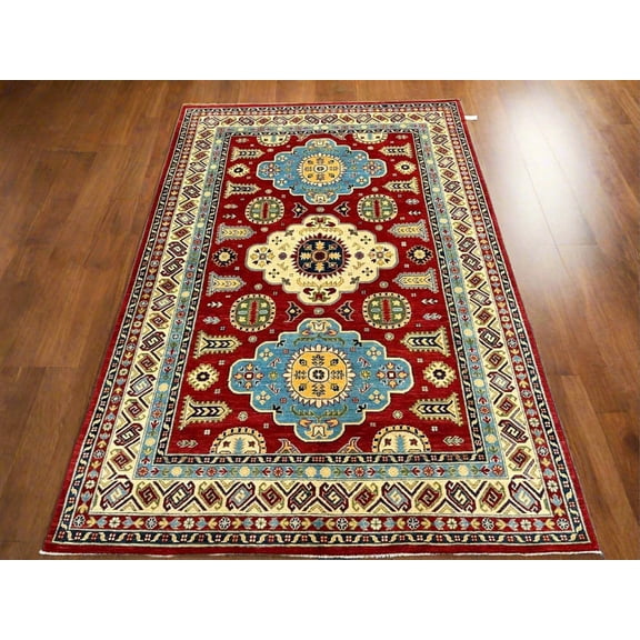 Red/Beige Multicolor Kazak 6X9 Handmade Wool Rug # 12467