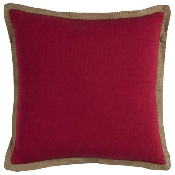 Red & Beige & Natural Jute Throw Pillow