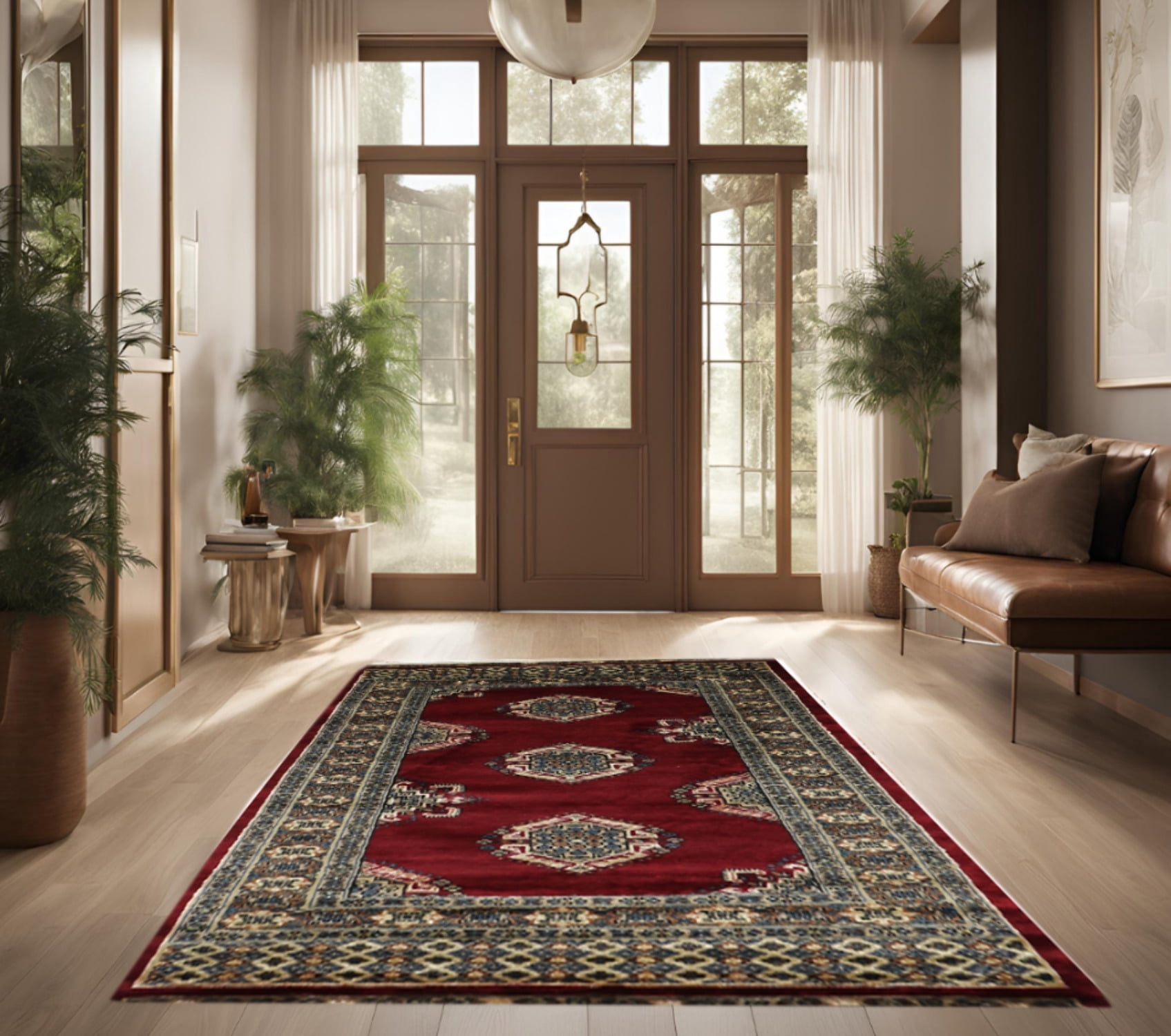 Red Beige Premium Handwoven Pure Wool Bokhara Rug, 3ft 2in x 5ft 3in ...
