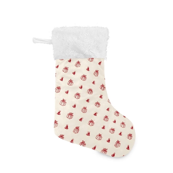 Red Bell Gift Pattern Christmas Stockings 17.71" Christmas Tree Decoration Fireplace Party Decoration