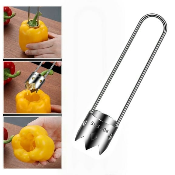 Red Bell Pepper Seed Corer, 2024 Upgraded Stainless Steel Apple Corer Restaurant kitchen tools wholesale Red Bell Peppers Cutter Pepper Seed Remover Tool