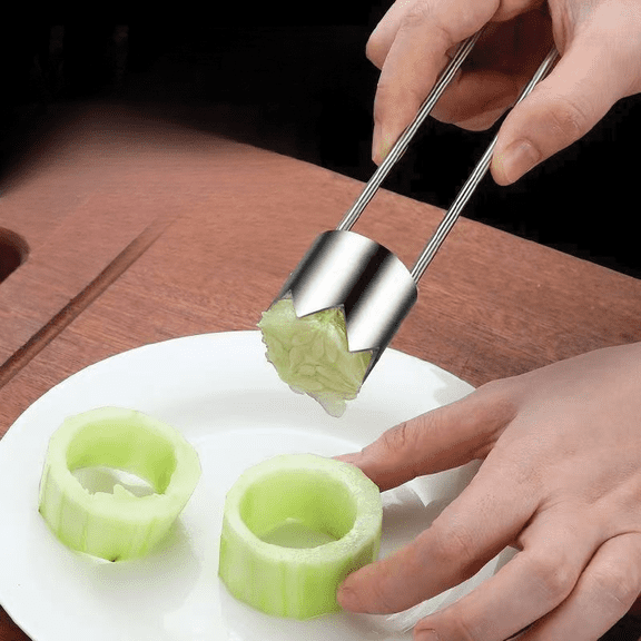 Red Bell Pepper Seed Corer & Jalapeno Corer Tool - 304 Stainless Steel, Apple Pineapple Vegetable Corer, Easy Core Remover with Anti-Slip Handle