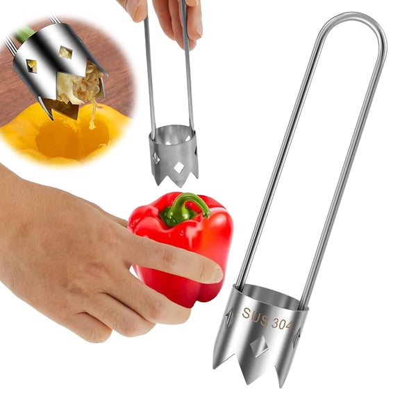 Red Bell Pepper Seed Corer, Universal Stainless Steel Fruit Corer Red Bell Peppers Cutter Pepper Seed Remover Tool,Premium Fruit Corer Tool Pepper Seed Corer Remover