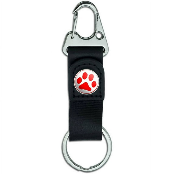 Red Belt Clip On Carabiner Leather Keychain Fabric Key Ring