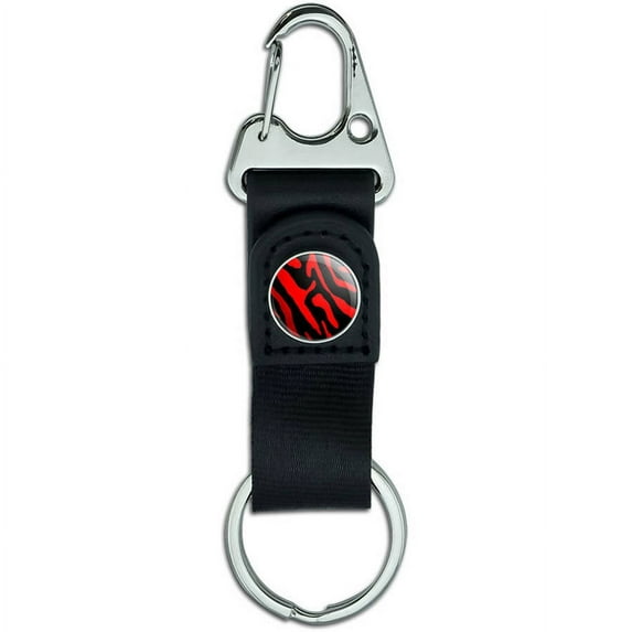 Red Belt Clip On Carabiner Leather Keychain Fabric Key Ring