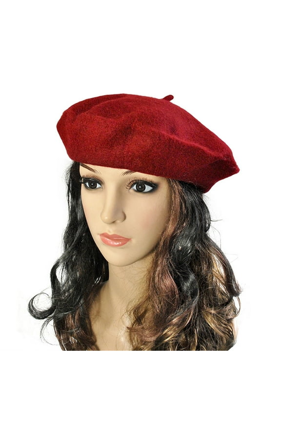 Red Berets Ladies Solid Color Imitation Wool Beret Bud Hat Painter Hat