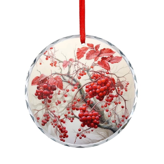 Red Berries Glass Ornament Xmas Tree Decorations Winter Christmas Red Berries Hanging Ornament
