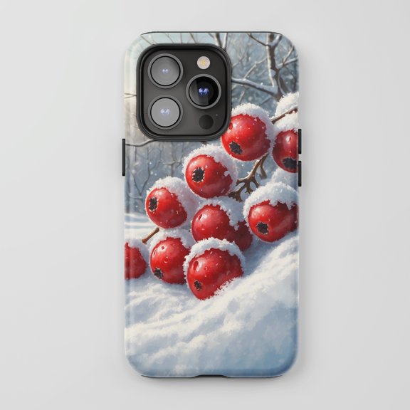 Red Berries Snow Winter Phone Case for All iPhone Series Protective Case