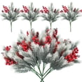 thumbnail image 1 of Red Berry Christmas Artificial Bouquet, Christmas Winter Flowers, Indoor and Outdoor Plants, Table Decoration, Wreaths, Garlands, Arrangements, 1 of 9
