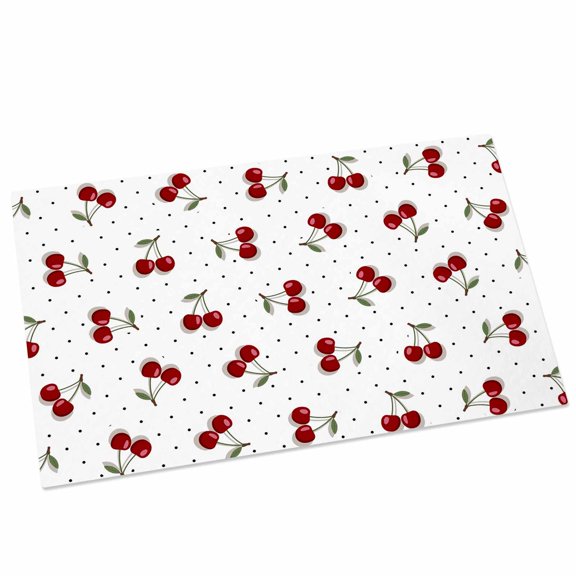 Red Berry Door Mat 16x24 Inch Cherry Polka Dot Dotted Background Rustic Country Entryway Rug with Non-Slip Rubber, Front Door Mat Indoor Floor Mats for Living Room Bathroom Bedroom Home Office