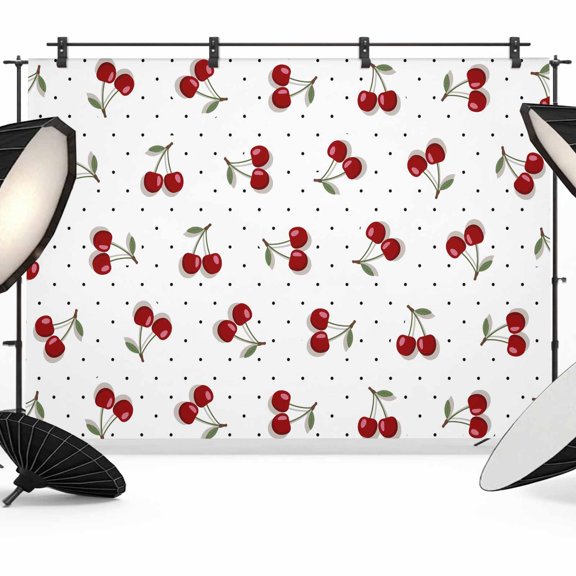 Red Berry Photography Backdrop 7x5FT, Cherry Polka Dot Dotted Background Rustic Country Photo Backdrops, Background for Photography Studio Photo Studio Background, Back Drop for Photoshoot