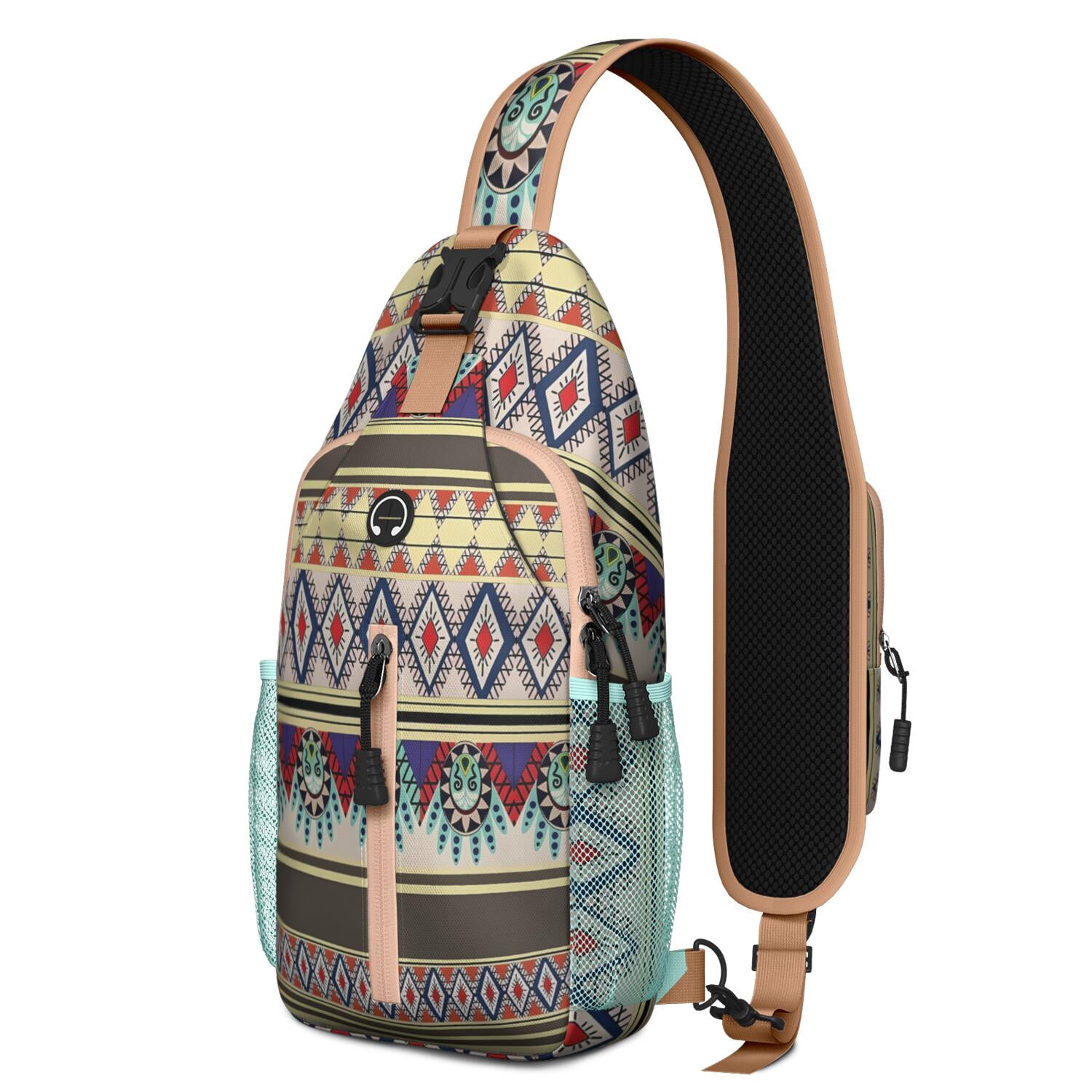 Red Berry Sling Backpack with Sweet Strawberry and Flower Patterns – Durable Crossbody Bag Featuring Adjustable Strap, Breathable Back, Secure Zippers, Ideal for Summer and Outdoor Activities