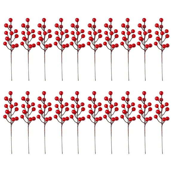 Red Berry Stems - 20 Pack,for Decorations,Weddings,and Holidays