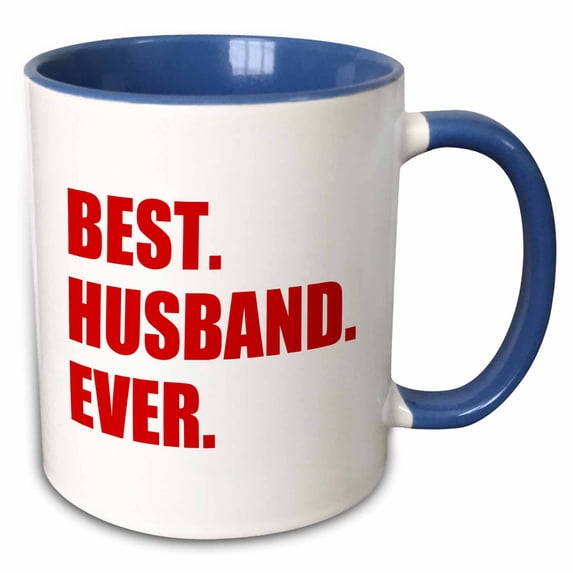 3drose, Red Best Husband Ever - Bold Text Married Bliss Fun Gifts for Him, 15oz Two-tone Blue Mug