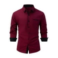thumbnail image 1 of Red Big And Tall Dress Shirts for Men, Polyester Dress Shirts for Men Big And Tall, Long Sleeve Men'S Dress Shirts, Button Down Shirt Men, Color Matching Work Color Matching Polo T Shirts for Men, 1 of 2