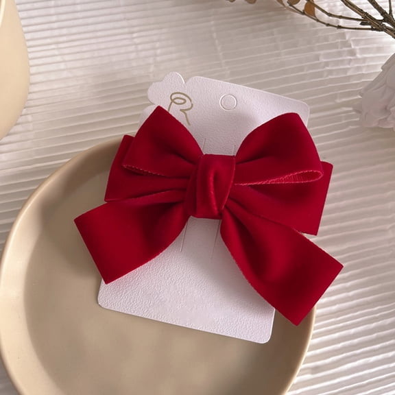 Red Big Bow Hairpin News Style Children'S Velvet Hairpin Temperament Sweet Hair Accessories Barrettes for Women And