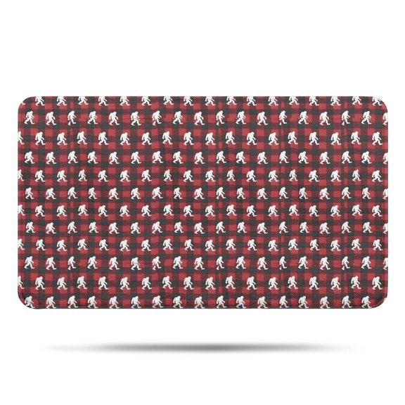 Red Bigfoot and Heart Pattern Bathroom Rugs Mat,Non Slip Microfiber Bathroom Rug,Rubber Backing,Soft Bathroom Mats for Bathroom Floor,Tub and Shower,17x30in(43x75cm)