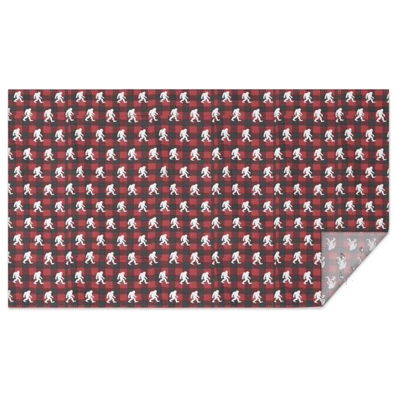 Red Bigfoot and Heart Pattern Rectangle Tablecloth 60"x102",Waterproof Polyester Rectangle Table Cloth, Wipeable Spillproof Polyester Tablecloth for Dining, Camping, Indoor and Outdoor
