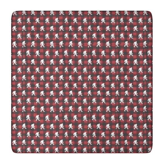 Red Bigfoot and Heart Pattern Square Fitted Tablecloth with Elastic Edge,Square Table Cover,Washable Elastic Table Cover for Home Kitchen Party Decor 36"x36"