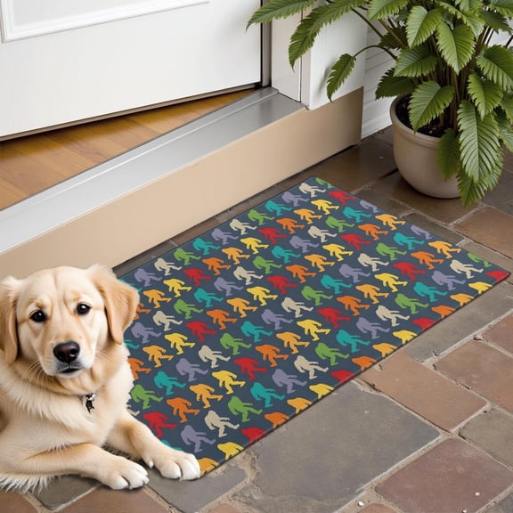 Red Bigfoot Pattern Door Rugs,Washable Non Slip Door Mats Indoor,Decorative Door Mats,Entry Mat Indoor for Entrance,Bedroom,Kitchen,Bathroom,16"x24"