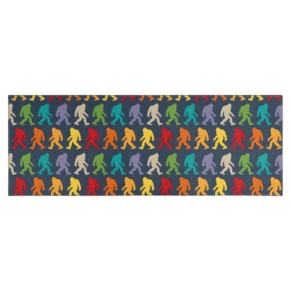 Red Bigfoot Pattern Kitchen Rug Mat,Kitchen Runner Rugs Non Skid Washable,Decorative Kitchen Floor Mats for Kitchen,Sink,Laundry,17"X47"