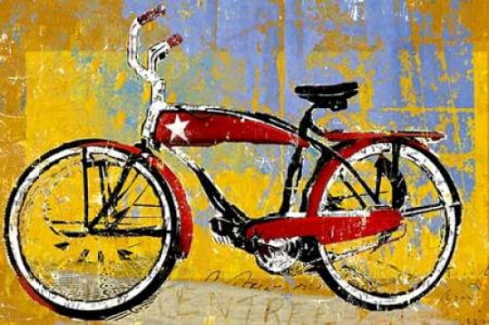 Red Bike with Star Canvas Art - Daryl Thetford (12 x 18)