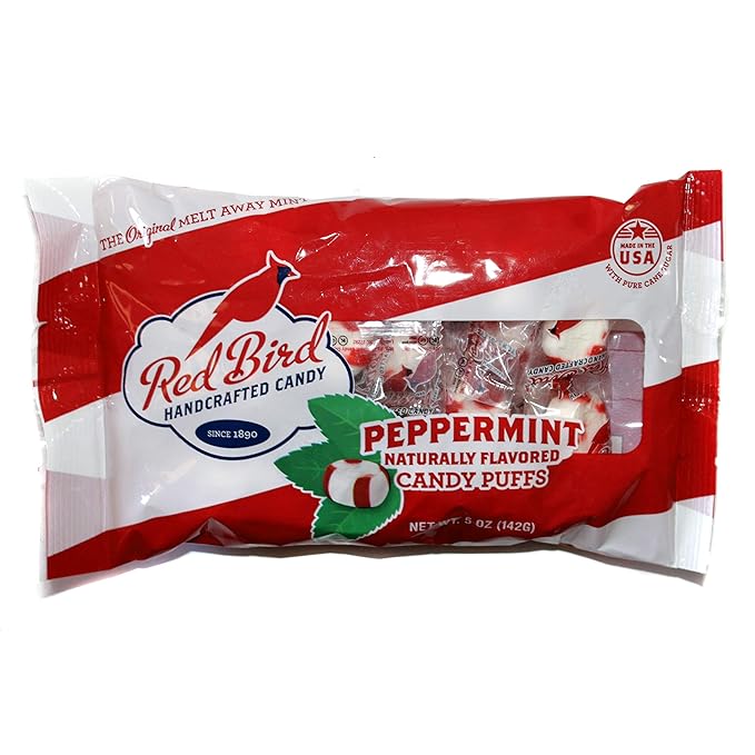 Red Bird (1) Bag Peppermint Candy Puffs The Original Melt Away Mint